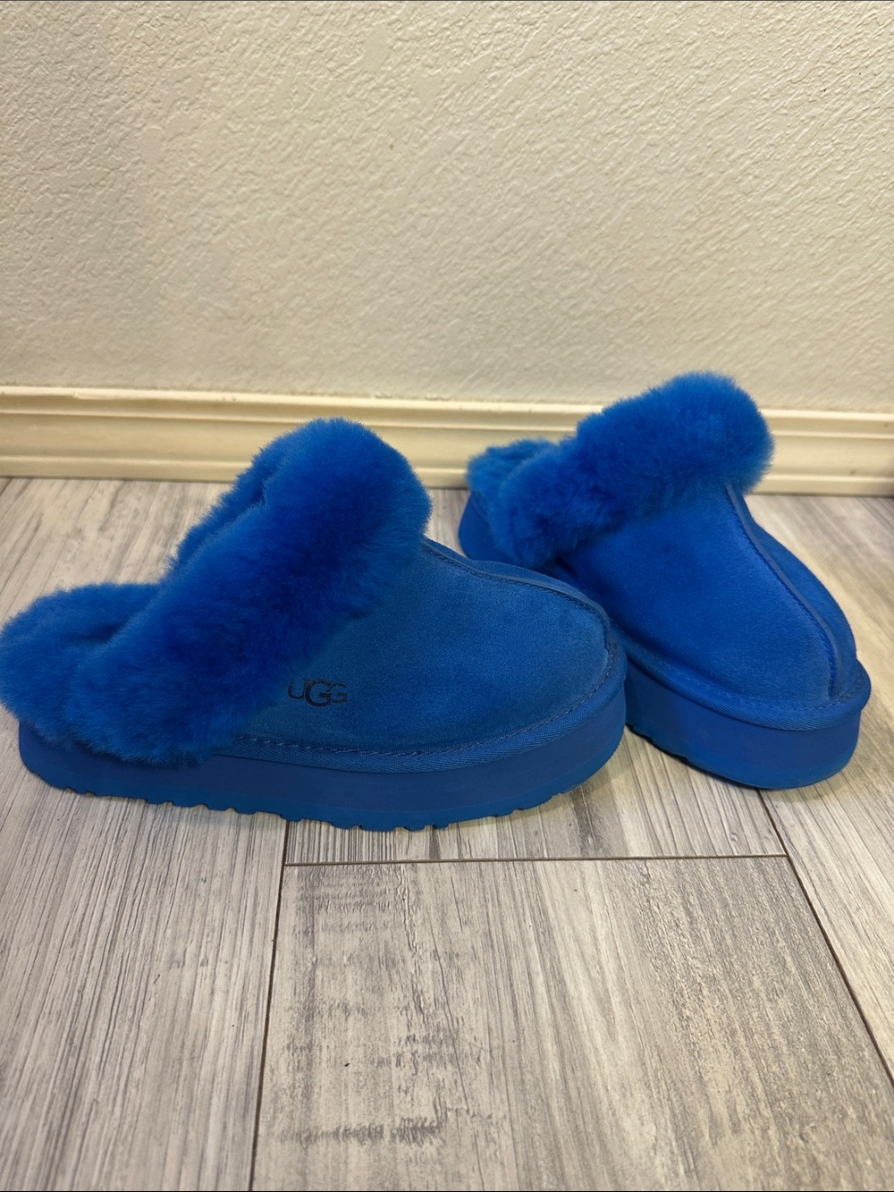 UGG Disquette Blue Platform Slippers